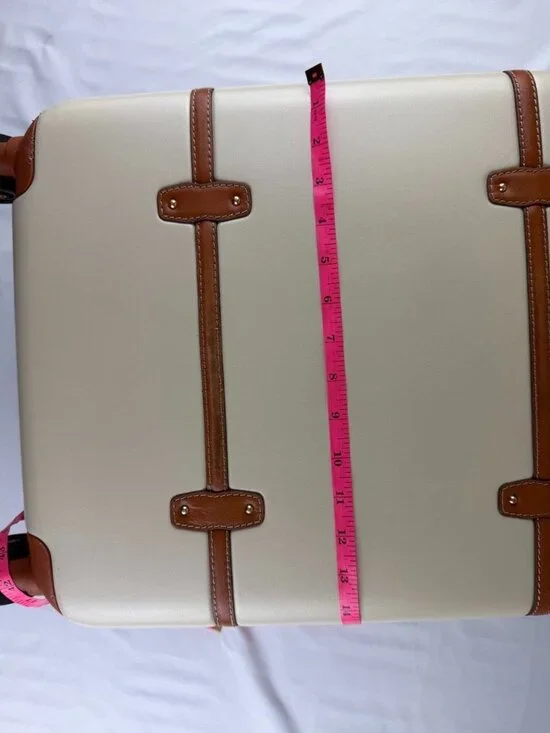 BRICS BELLAGIO 21” Suitcases Cream Tan Rolling Suitcase Trunk Leather Trim - Picture 16 of 16